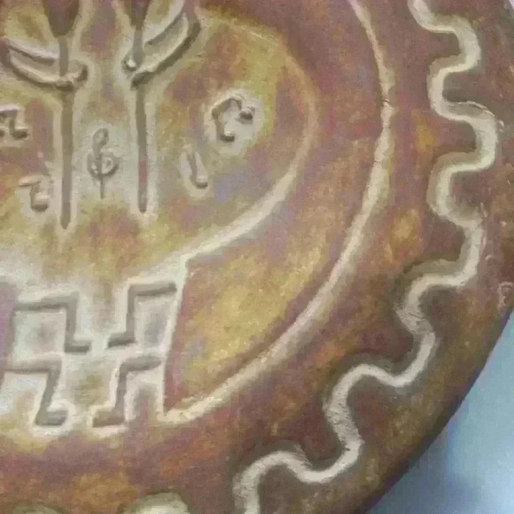 Kokopelli fertility music art wall hanging mexico handmade ceramic large - Picture 11 of 16